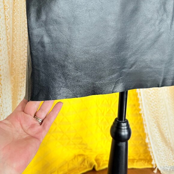 Vintage 1980s Finity Genuine Leather Black Mini Skirt Size 14 - Picture 11 of 13